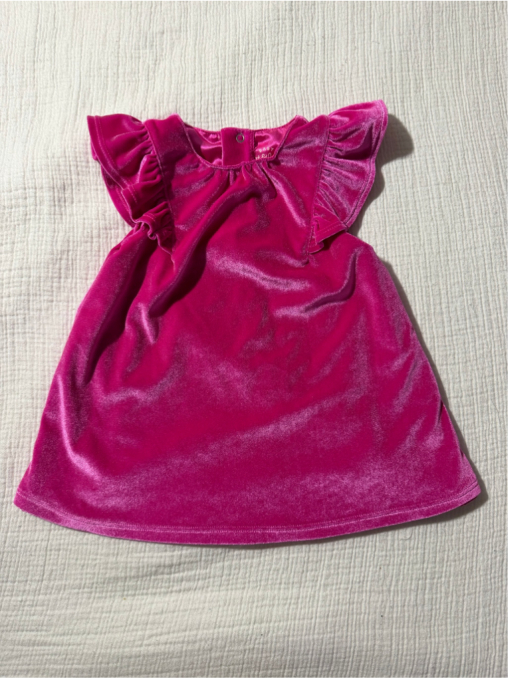 Cat & Jack Hot Pink Velvet Ruffle Dress Baby 6–9M